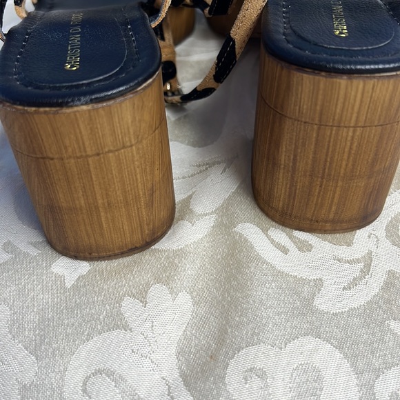 Christian Di Riccio Leopard Cheetah Strappy Platform Heeled Sandals Clog - Picture 8 of 15